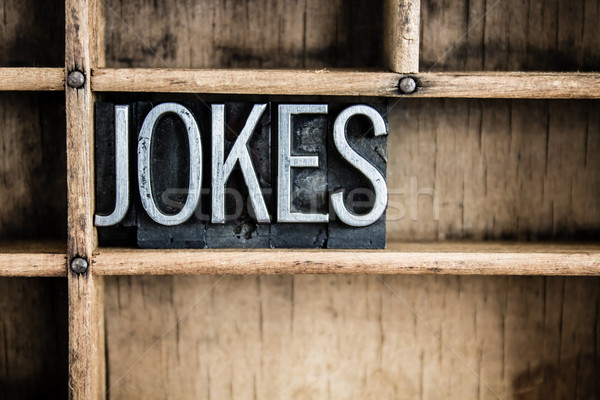 Jokes Concept Metal Letterpress Word in Drawer Stock photo © enterlinedesign