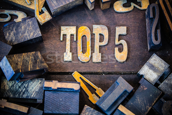 Stock photo: Top 5 Concept Rusty Type