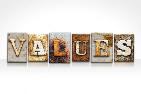 Stock photo: Values Letterpress Concept Isolated on White