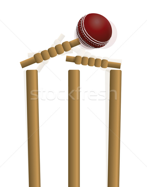 Cricket Ball Hitting the Wicket Illustration Stock photo © enterlinedesign