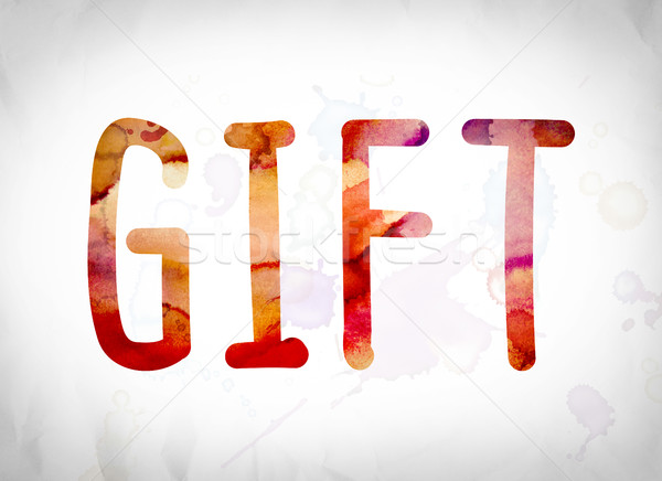 Gift Concept Watercolor Word Art Stock photo © enterlinedesign