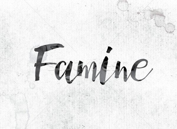 Famine peint encre mot couleur pour aquarelle blanche [[stock_photo]] © enterlinedesign