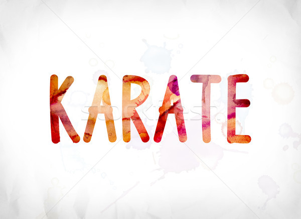 Karate gemalt Wasserfarbe Wort Kunst farbenreich Stock foto © enterlinedesign