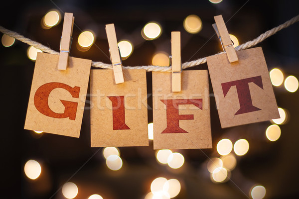 Gift Concept Clipped Cards and Lights Stock photo © enterlinedesign