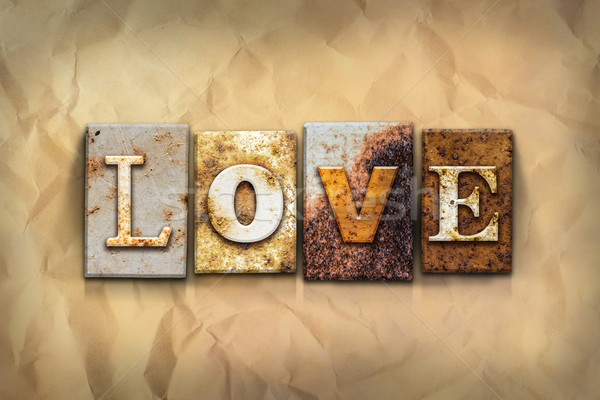 Love Concept Rusted Metal Type Stock photo © enterlinedesign