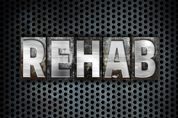 Rehab fém magasnyomás szó írott Stock fotó © enterlinedesign
