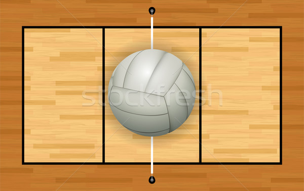 Foto stock: Branco · voleibol · madeira · de · lei · tribunal · ilustração · luz
