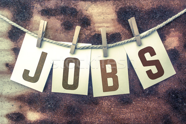 Stock photo: Jobs Concept Pinned Stamped Cards on Twine Theme
