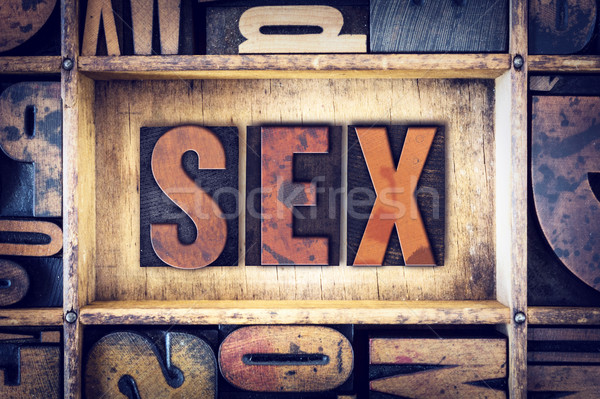 Sex Buchdruck Typ Wort geschrieben Jahrgang Stock foto © enterlinedesign