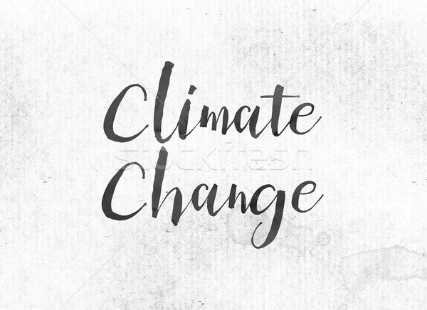 Iklim değişikliği boyalı mürekkep kelime siyah suluboya Stok fotoğraf © enterlinedesign