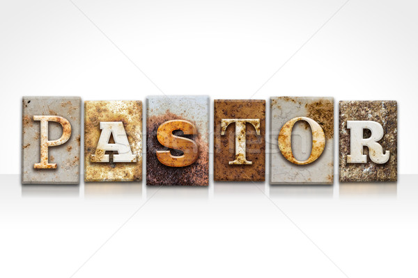 Pastor Letterpress Concept Isolated on White Stock photo © enterlinedesign