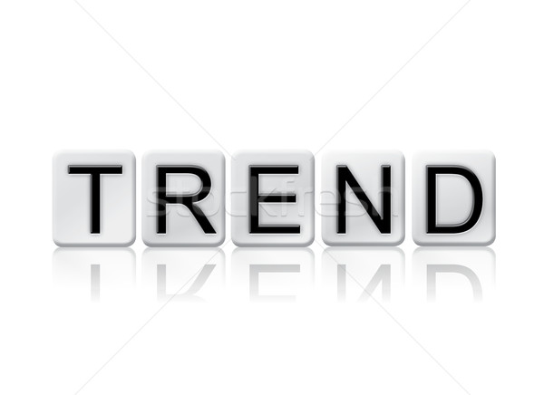Trend geïsoleerd betegelde brieven woord geschreven Stockfoto © enterlinedesign