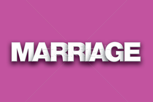 Căsătorie cuvant artă colorat scris alb Imagine de stoc © enterlinedesign