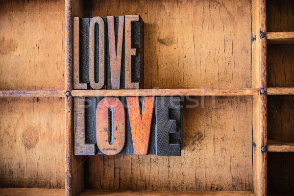 Amore legno parola scritto vintage Foto d'archivio © enterlinedesign