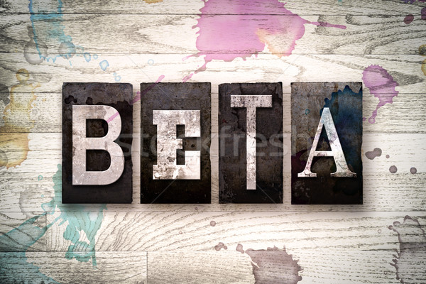 Béta fém magasnyomás szó írott Stock fotó © enterlinedesign