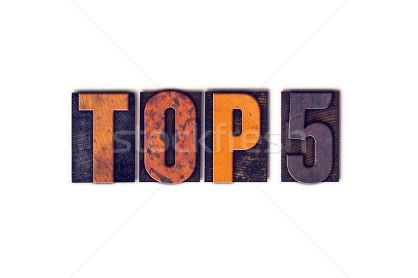 Top 5 Concept Isolated Letterpress Type Stock photo © enterlinedesign