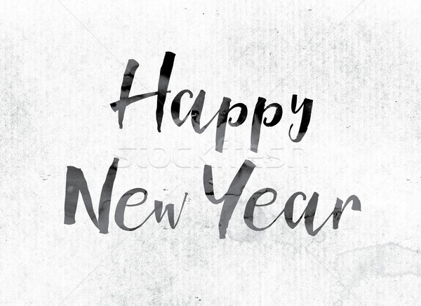 Happy New Year Concept Painted in Ink Stock photo © enterlinedesign