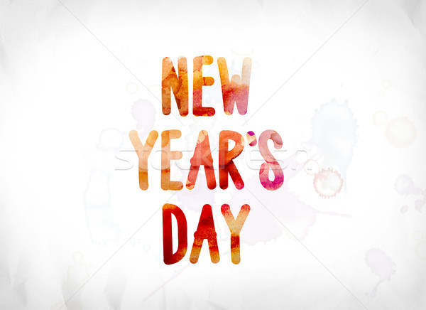 New Year's Day Concept Painted Watercolor Word Art Stock photo © enterlinedesign