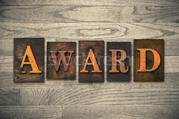Premio legno parola scritto vintage Foto d'archivio © enterlinedesign