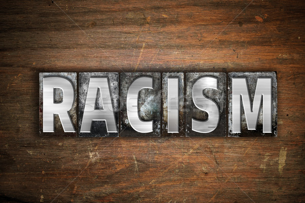 Racisme metaal type woord geschreven Stockfoto © enterlinedesign