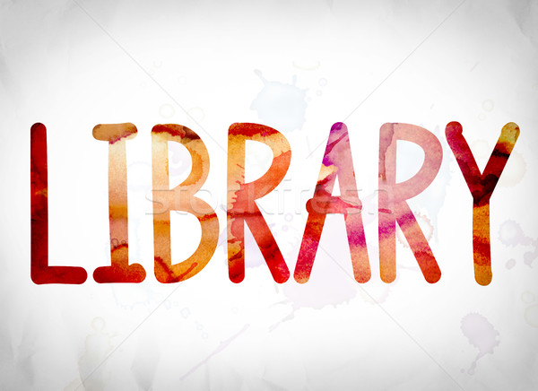 Library Concept Watercolor Word Art Stock photo © enterlinedesign