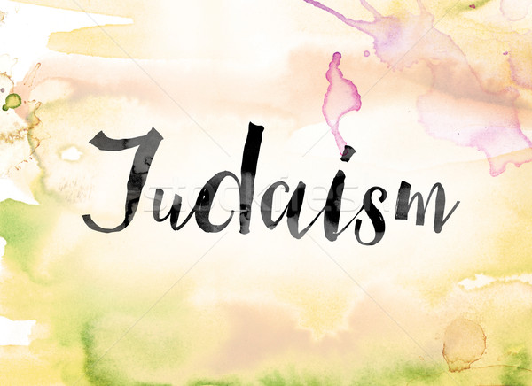 Judaism Colorful Watercolor and Ink Word Art Stock photo © enterlinedesign