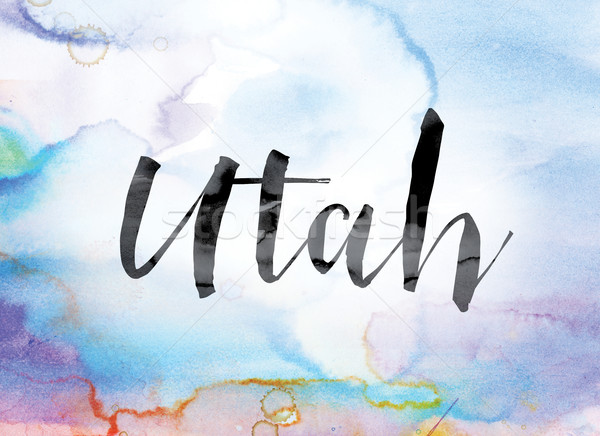 Utah colorato acquerello inchiostro parola arte Foto d'archivio © enterlinedesign