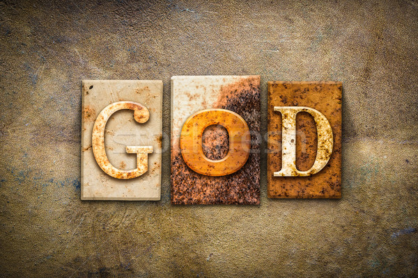Tanrı deri kelime yazılı paslı Stok fotoğraf © enterlinedesign