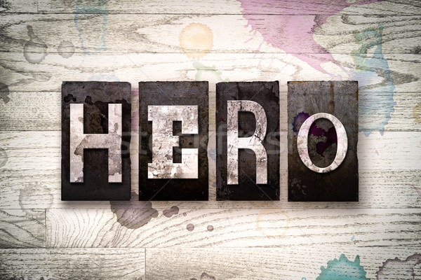 Hero Concept Metal Letterpress Type Stock photo © enterlinedesign