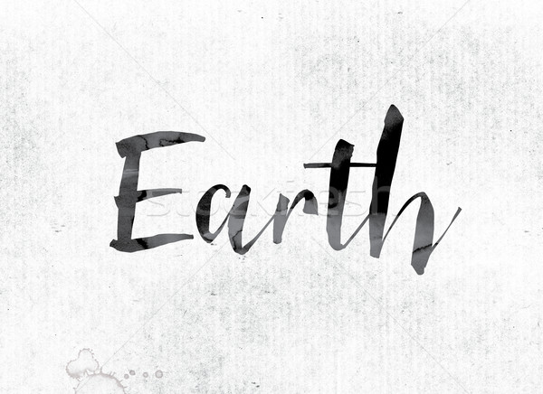 земле окрашенный чернила слово акварель белый Сток-фото © enterlinedesign