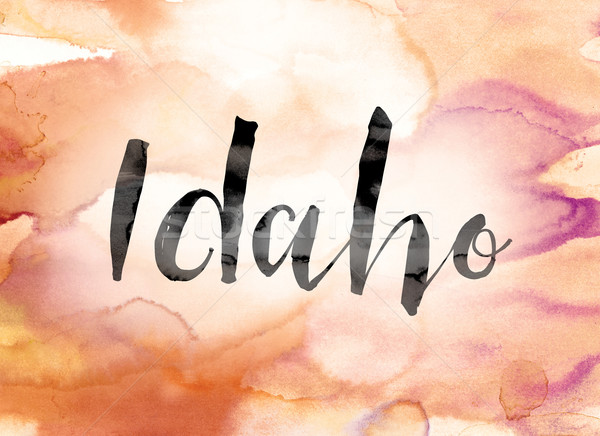 Idaho Colorful Watercolor and Ink Word Art Stock photo © enterlinedesign