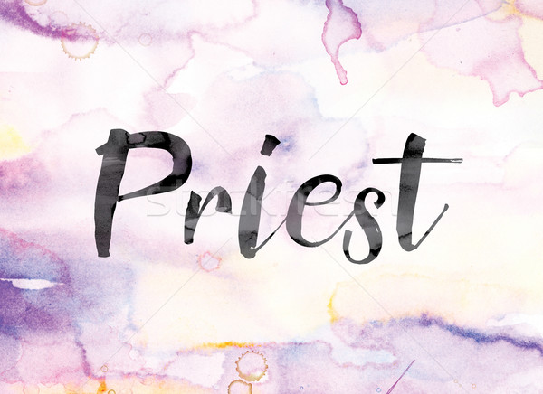 Wasserfarbe Tinte Wort Kunst Priester gemalt Stock foto © enterlinedesign