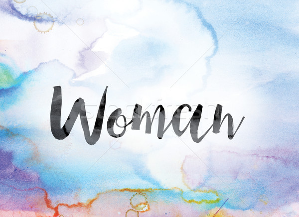 Woman Colorful Watercolor and Ink Word Art Stock photo © enterlinedesign