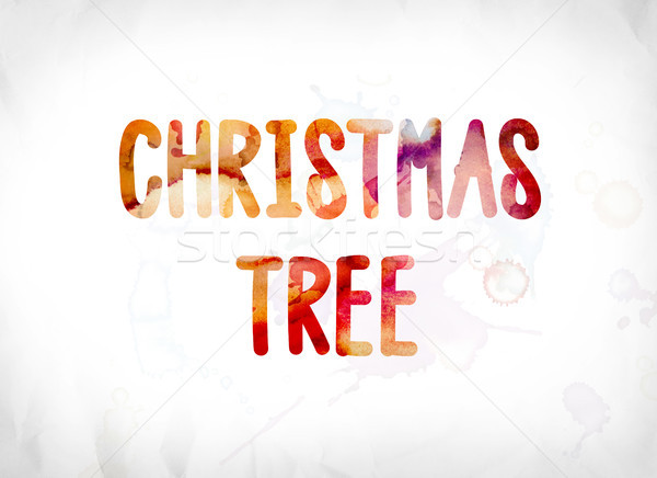 ストックフォト: クリスマスツリー · 描いた · 水彩画 · 言葉 · 芸術 · 単語