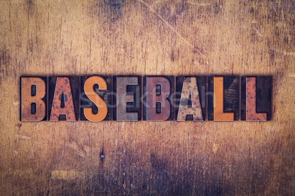 Baseball Concept Wooden Letterpress Type Stock photo © enterlinedesign