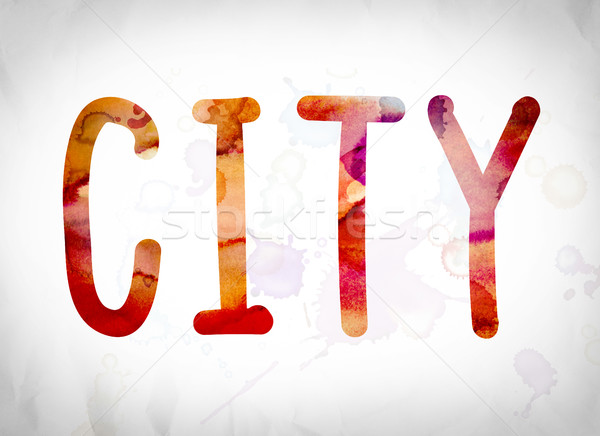 City Concept Watercolor Word Art Stock photo © enterlinedesign