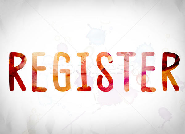 Register Concept Watercolor Word Art Stock photo © enterlinedesign
