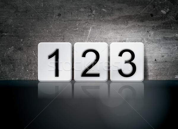 123 azulejos cartas palabra escrito blanco Foto stock © enterlinedesign