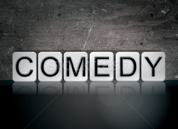 комедия плиточные слово написанный белый плитки Сток-фото © enterlinedesign
