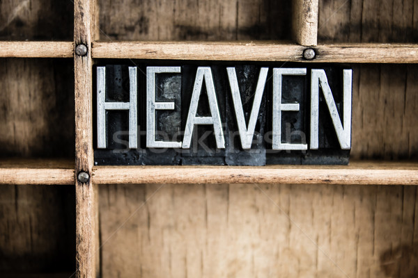 Heaven Concept Metal Letterpress Word in Drawer Stock photo © enterlinedesign