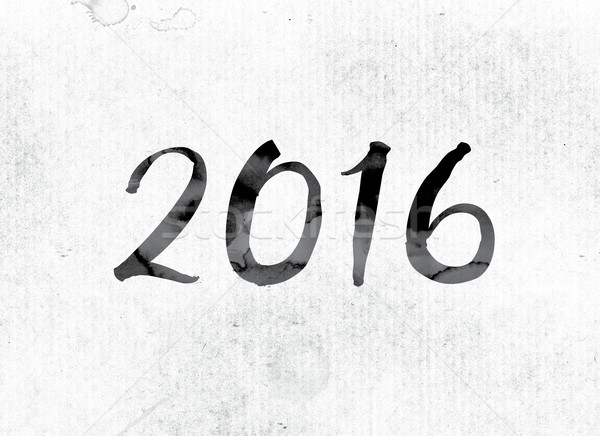 2016 festett tinta szó vízfesték fehér Stock fotó © enterlinedesign