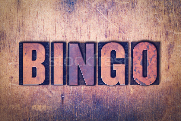 Bingo woord hout geschreven vintage Stockfoto © enterlinedesign