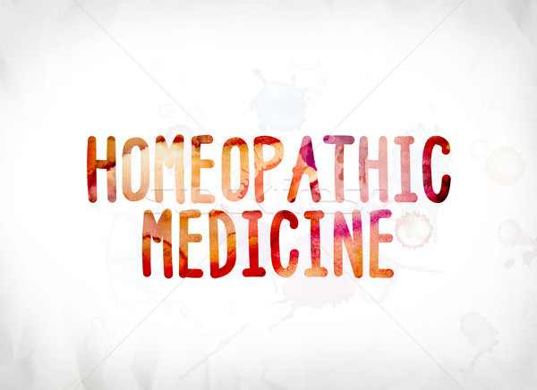 Homeopate medicină vopsit acuarela cuvant artă Imagine de stoc © enterlinedesign