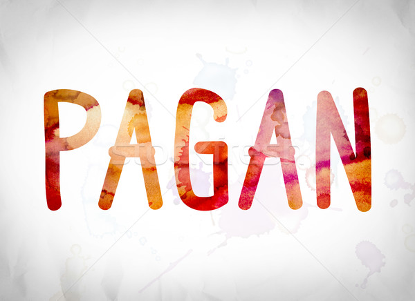 Pagan Concept Watercolor Word Art Stock photo © enterlinedesign