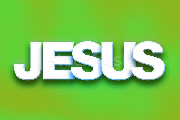 Jesus colorido palavra arte escrito branco Foto stock © enterlinedesign