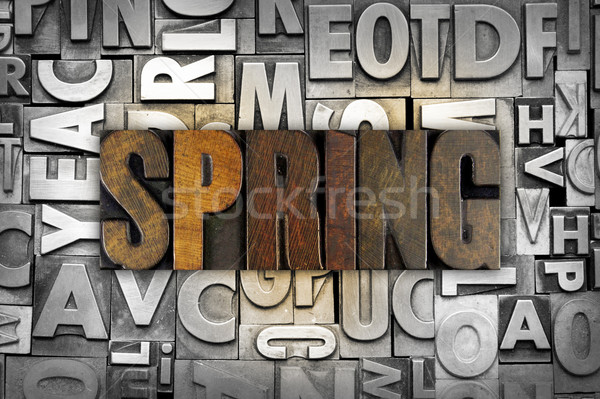 Bahar kelime yazılı bağbozumu tip Stok fotoğraf © enterlinedesign