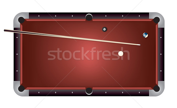 Realistic Billiards Pool Table Red Felt Illustration Stock photo © enterlinedesign