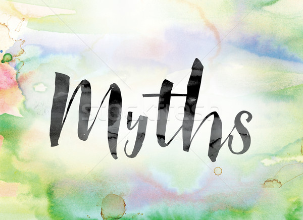 Myths Colorful Watercolor and Ink Word Art Stock photo © enterlinedesign
