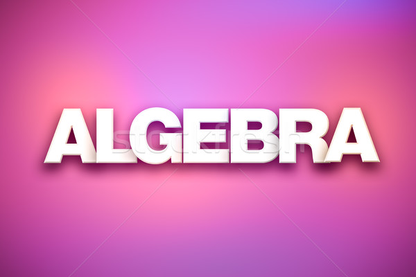 Algebra cuvant artă colorat scris alb Imagine de stoc © enterlinedesign