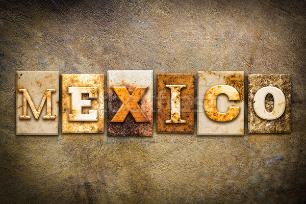 México cuero palabra escrito Rusty Foto stock © enterlinedesign